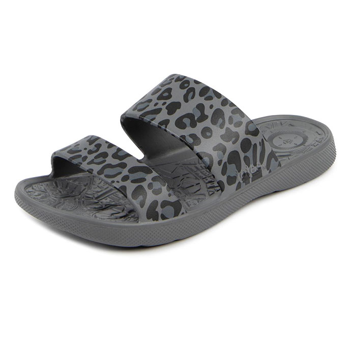 totes® SOLBOUNCE  Ladies Double Strap Slide Grey Leopard Extra Image 2